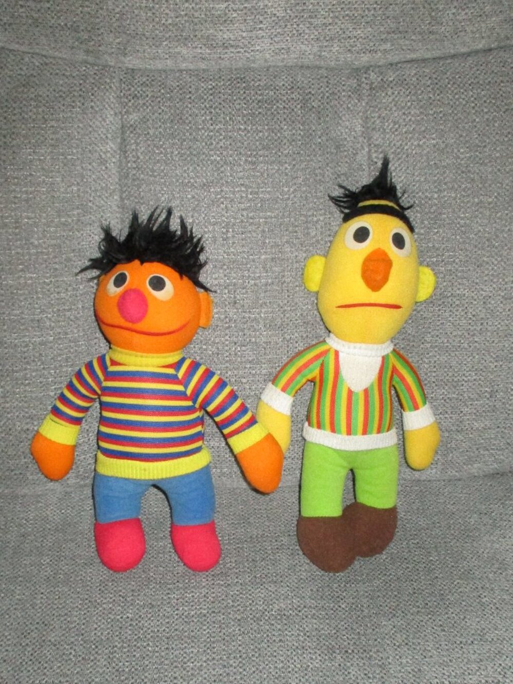 Sesame Street Bert & Ernie Muppets Soft Plush Doll Toy Hasbro Softies 1980s Vtg